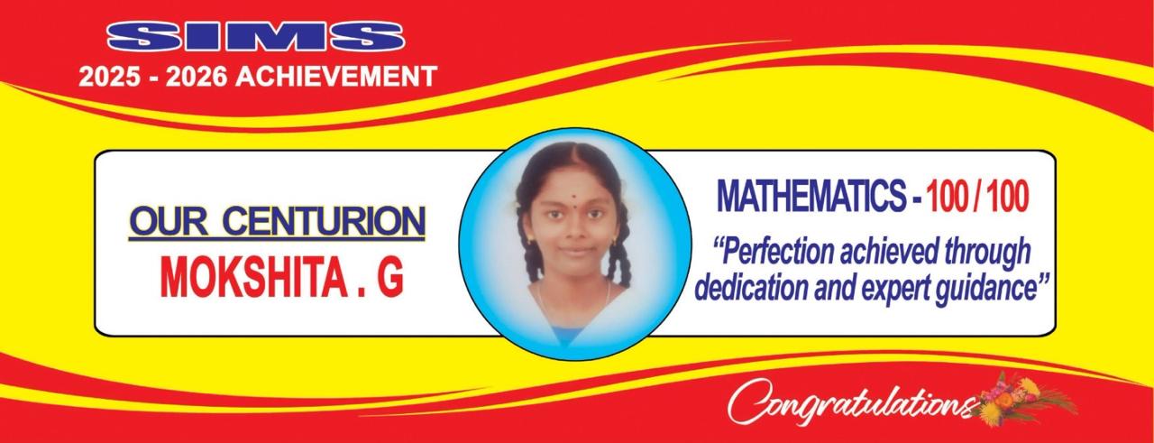 SIMS 2025–2026 Mathematics centurion achievement